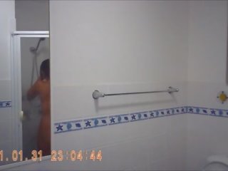 Teenager in shower